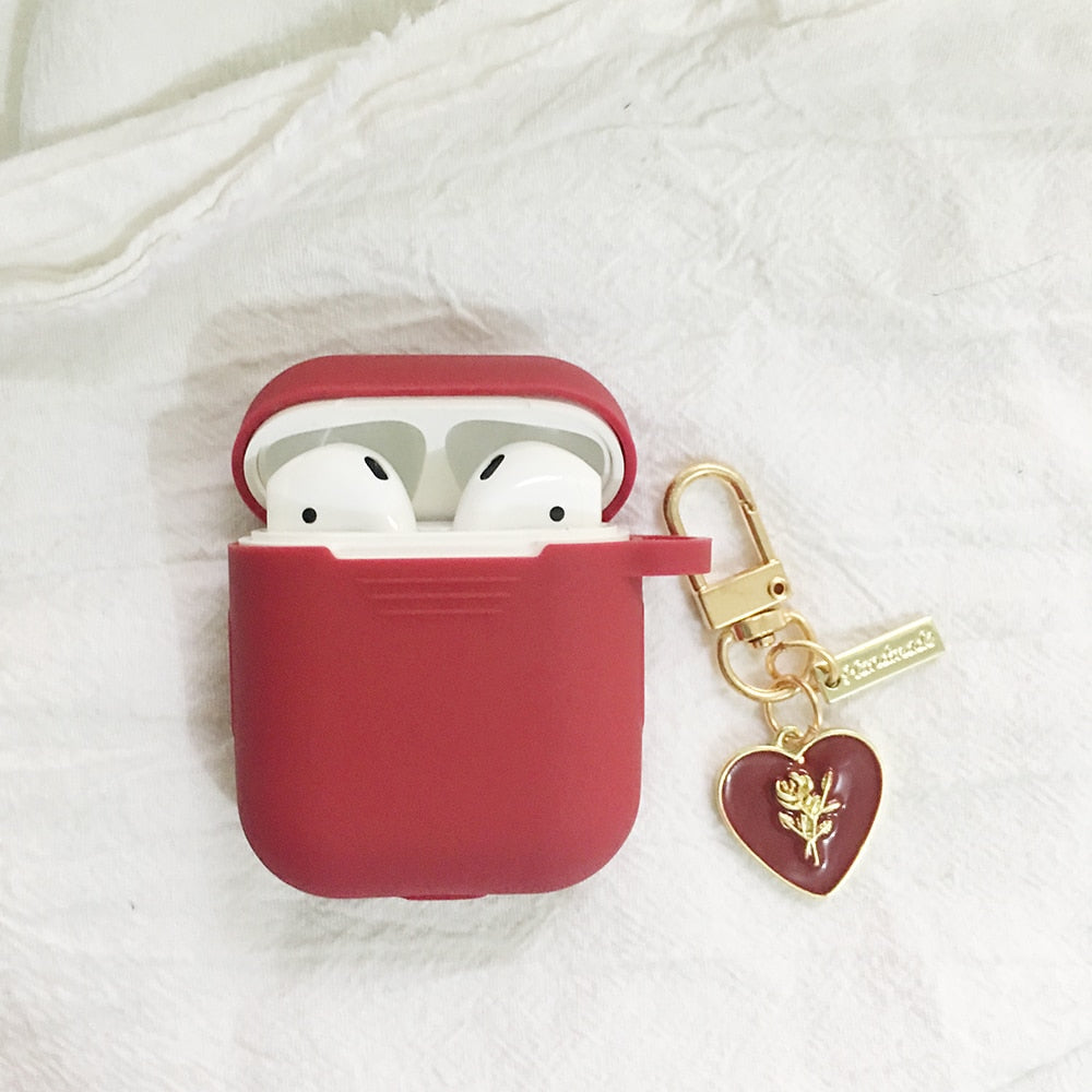For AirPods 2 Case Korea Cute Bear Cartoon Case air pods luxury Flower Keyring Silicone Earphones Case for apple air pods cover