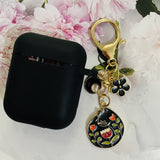 For AirPods 2 Case Korea Cute Bear Cartoon Case air pods luxury Flower Keyring Silicone Earphones Case for apple air pods cover
