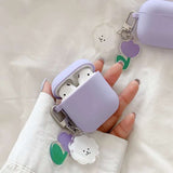 For AirPods 2 Case Korea Cute Bear Cartoon Case air pods luxury Flower Keyring Silicone Earphones Case for apple air pods cover
