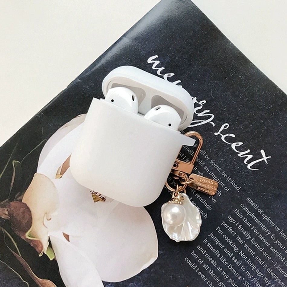 For AirPods 2 Case Korea Cute Bear Cartoon Case air pods luxury Flower Keyring Silicone Earphones Case for apple air pods cover