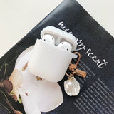 For AirPods 2 Case Korea Cute Bear Cartoon Case air pods luxury Flower Keyring Silicone Earphones Case for apple air pods cover