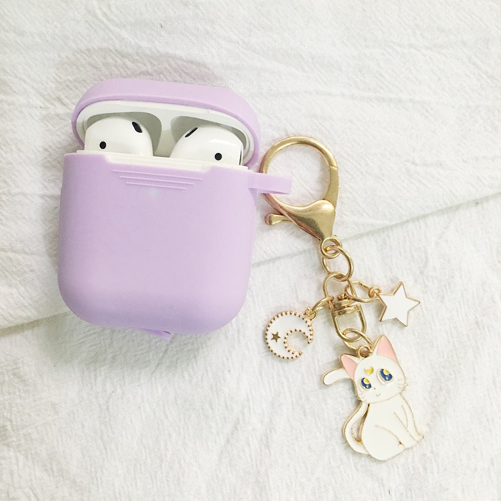 For AirPods 2 Case Korea Cute Bear Cartoon Case air pods luxury Flower Keyring Silicone Earphones Case for apple air pods cover