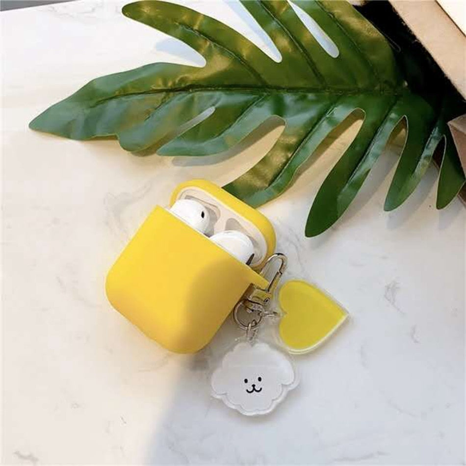 For AirPods 2 Case Korea Cute Bear Cartoon Case air pods luxury Flower Keyring Silicone Earphones Case for apple air pods cover