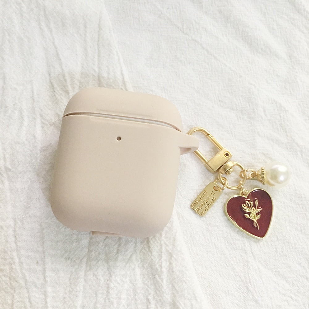 For AirPods 2 Case Korea Cute Bear Cartoon Case air pods luxury Flower Keyring Silicone Earphones Case for apple air pods cover