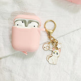 For AirPods 2 Case Korea Cute Bear Cartoon Case air pods luxury Flower Keyring Silicone Earphones Case for apple air pods cover