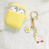 For AirPods 2 Case Korea Cute Bear Cartoon Case air pods luxury Flower Keyring Silicone Earphones Case for apple air pods cover