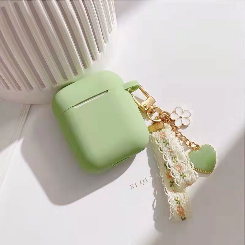For AirPods 2 Case Korea Cute Bear Cartoon Case air pods luxury Flower Keyring Silicone Earphones Case for apple air pods cover
