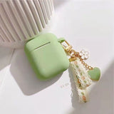 For AirPods 2 Case Korea Cute Bear Cartoon Case air pods luxury Flower Keyring Silicone Earphones Case for apple air pods cover