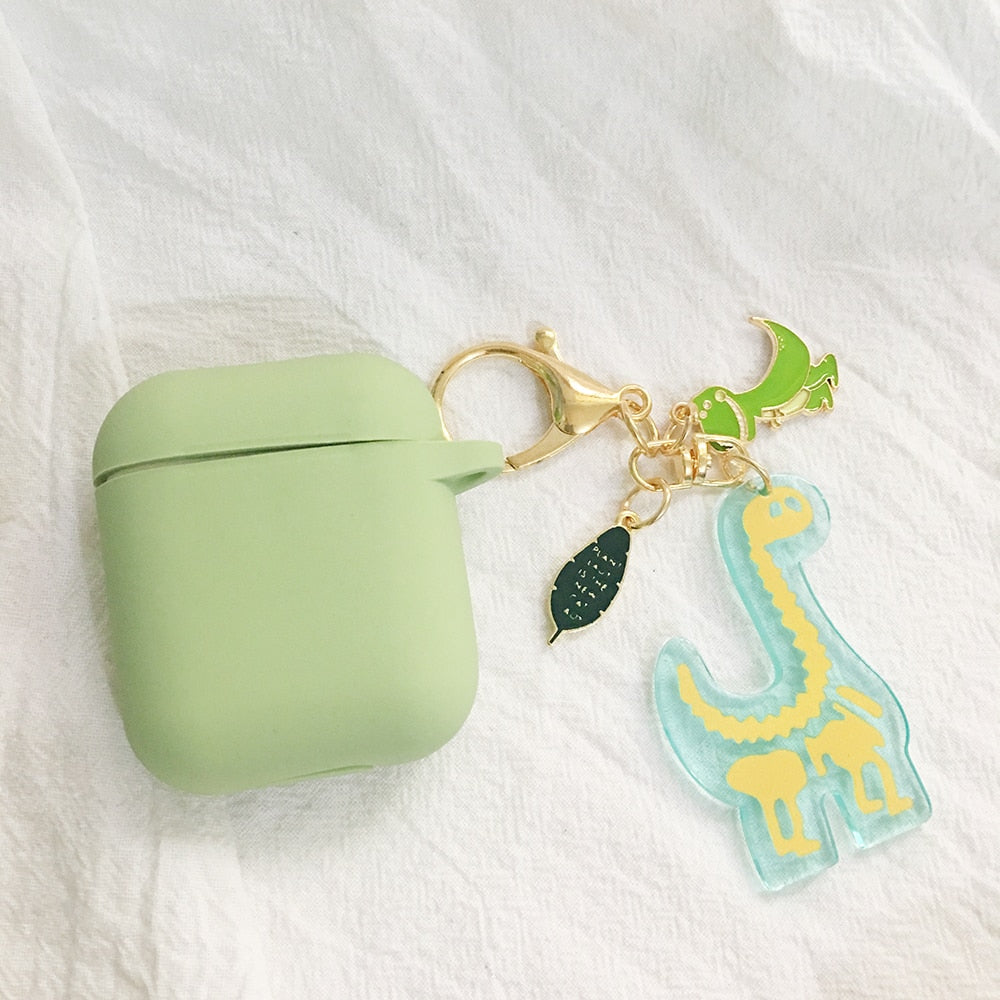 For AirPods 2 Case Korea Cute Bear Cartoon Case air pods luxury Flower Keyring Silicone Earphones Case for apple air pods cover