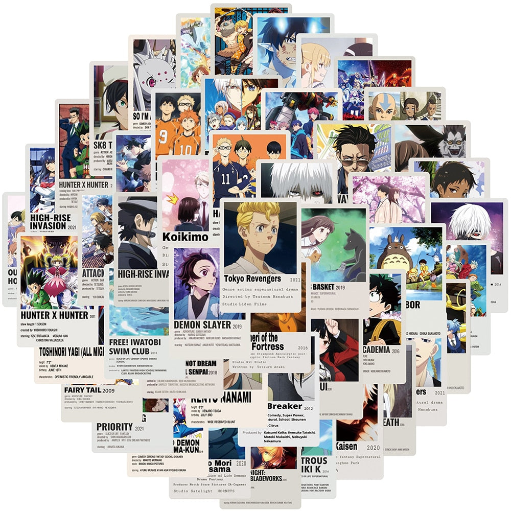 10/30/50PCS Anime Stickers Mix Demon Slayer My Hero Academia Sticker Poster Phone Laptop Luggage Graffiti Kid Cartoon Sticker