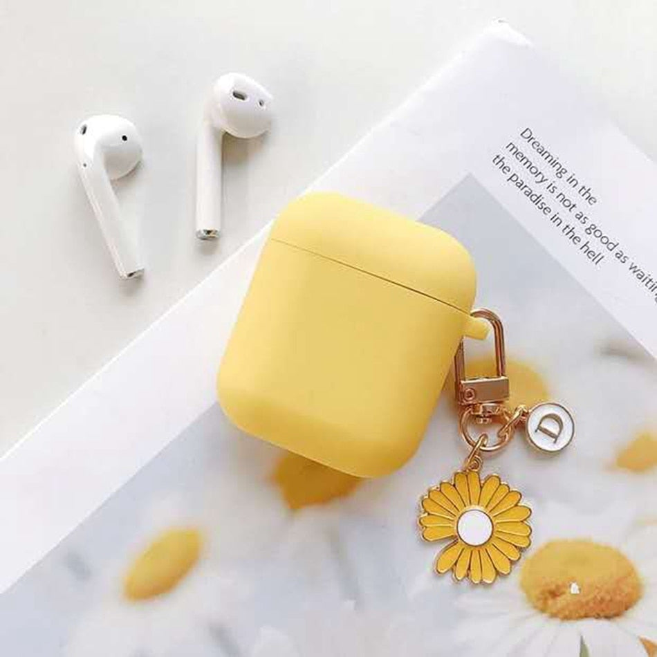 For AirPods 2 Case Korea Cute Bear Cartoon Case air pods luxury Flower Keyring Silicone Earphones Case for apple air pods cover