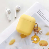 For AirPods 2 Case Korea Cute Bear Cartoon Case air pods luxury Flower Keyring Silicone Earphones Case for apple air pods cover