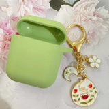 For AirPods 2 Case Korea Cute Bear Cartoon Case air pods luxury Flower Keyring Silicone Earphones Case for apple air pods cover