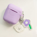 For AirPods 2 Case Korea Cute Bear Cartoon Case air pods luxury Flower Keyring Silicone Earphones Case for apple air pods cover
