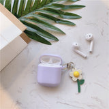 For AirPods 2 Case Korea Cute Bear Cartoon Case air pods luxury Flower Keyring Silicone Earphones Case for apple air pods cover