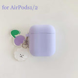 For AirPods 2 Case Korea Cute Bear Cartoon Case air pods luxury Flower Keyring Silicone Earphones Case for apple air pods cover