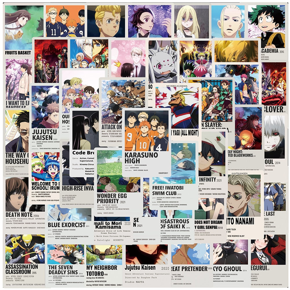 10/30/50PCS Anime Stickers Mix Demon Slayer My Hero Academia Sticker Poster Phone Laptop Luggage Graffiti Kid Cartoon Sticker