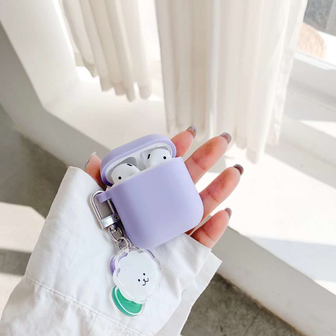 For AirPods 2 Case Korea Cute Bear Cartoon Case air pods luxury Flower Keyring Silicone Earphones Case for apple air pods cover