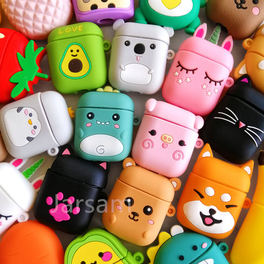 Cartoon Cute Earphone Case For AirPod 2 1 case Silicone Charging Headphones Case for airpods case Protective soft Cover new year